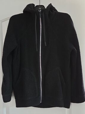Lululemon Black So Sherpa Teddy Fleece Zip Hoodie Jacket Size 6